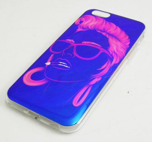 Силиконов калъф / гръб / TPU за Apple iPhone 6 4.7'' - син / момиче с розова коса