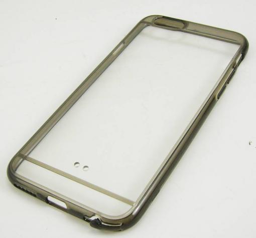 Твърд гръб / капак / със силиконов кант за Apple iPhone 6 4.7'' - прозрачен със сив кант