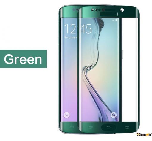 3D full cover Tempered glass screen protector Samsung S6 Edge / Извит стъклен скрийн протектор за Samsung S6 Edge G925 - зелен