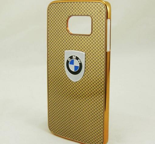 Луксозен твърд гръб / капак / за Samsung S6 Edge G925 - BMW / златист / златист кант