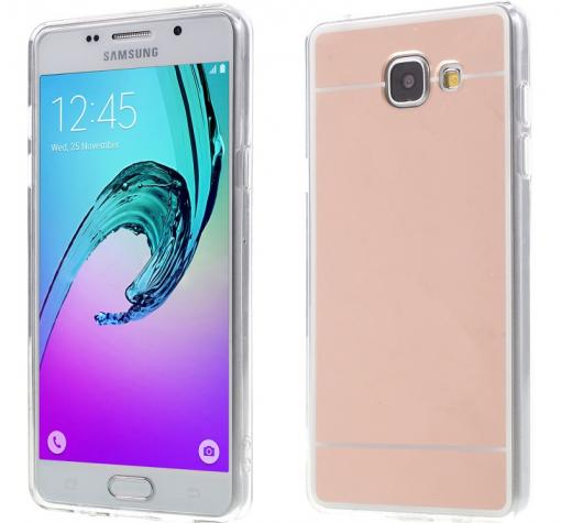 Луксозен силиконов калъф / гръб / TPU за Samsung A3 2017 A320 - Rose Gold / огледален