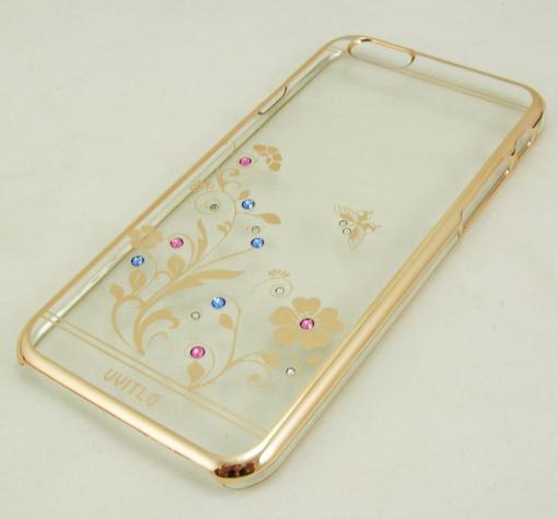 Ултра тънък заден предпазен твърд гръб / капак / UYITLO с камъни за Apple iPhone 6 4.7" - прозрачен / цветя и пеперуди