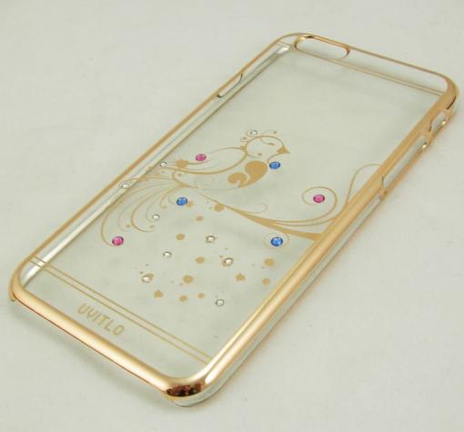 Ултра тънък заден предпазен твърд гръб / капак / UYITLO с камъни за Apple iPhone 6 4.7" - прозрачен / птица