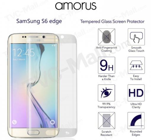 3D full cover Tempered glass screen protector Samsung S6 Edge / Извит стъклен скрийн протектор за Samsung S6 Edge G925 - прозрачен
