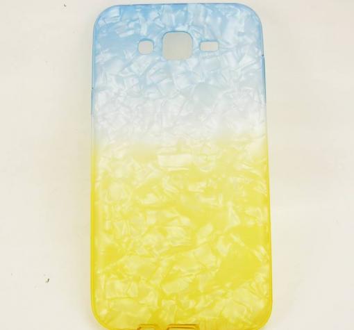 Силиконов калъф / гръб / TPU за Samsung J7 - синьо и жълто / скреж