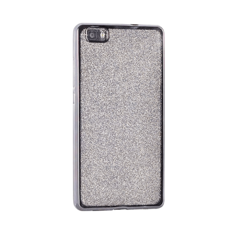 Силиконов калъф / гръб / TPU за Huawei P8 Lite - сребрист кант / брокат Glitter