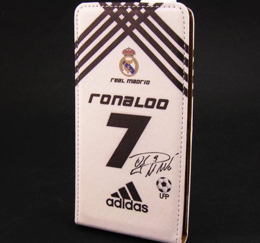 Кожен калъф Flip тефтер Flexi за Apple iPhone 6 4.7" - бяло и черно / Ronaldo 7 / Adidas