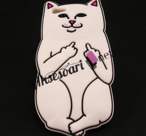 Силиконов калъф / гръб / TPU 3D за Apple iPhone 6 4.7" / iPhone 6S - Bad Cat / бял