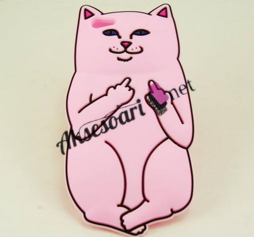 Силиконов калъф / гръб / TPU 3D за Apple iPhone 6 4.7" / iPhone 6S - Bad Cat / розов