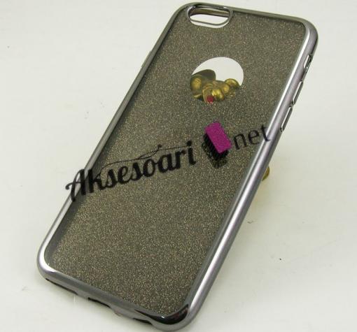 Луксозен силиконов калъф / гръб / TPU U.R.V. за Apple iPhone 6 / iPhone 6S - графит / брокат / 2in1