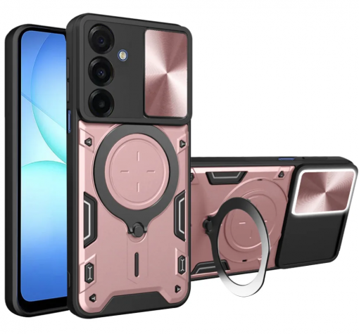 Удароустойчив твърд гръб / Кейс Defender Armor Ring Magnetic Holder lens cover Samsung A57 - розов