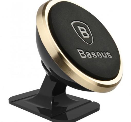 Универсална магнитна стойка BASEUS 360° въртяща се за Samsung , LG, HTC, Sony, Nokia, Huawei, ZTE, Apple, LG, Lenovo и други - черно със златисто