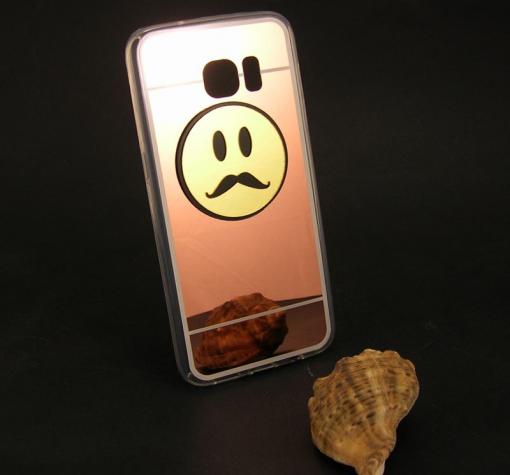 Луксозен силиконов калъф / гръб / TPU Emoticon за Samsung S7 Edge G935 - Rose Gold / огледален / тъжен
