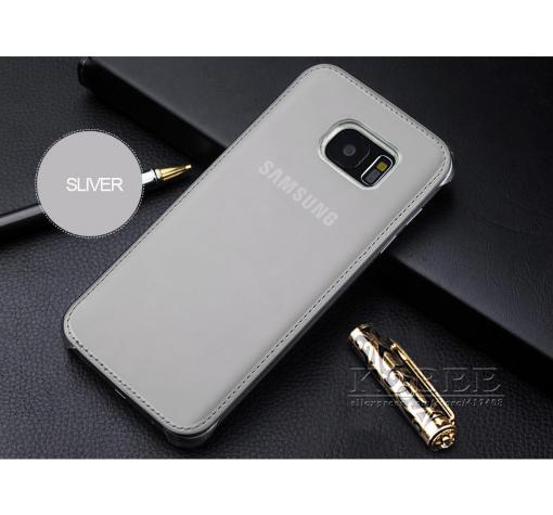 Луксозен твърд гръб за Samsung S7 G930 - сребрист / кожен