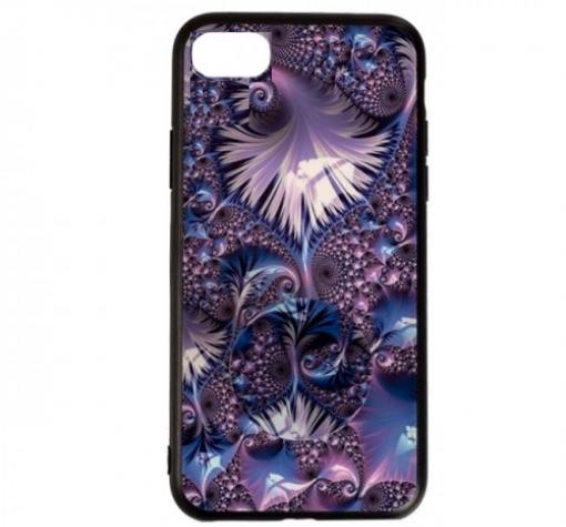 Луксозен силиконов калъф / гръб / TPU с Popsocket за Apple iPhone 7 / iPhone 8 - лилав / абстрактен