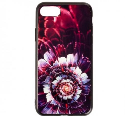 Луксозен силиконов калъф / гръб / TPU с Popsocket за Apple iPhone 7 / iPhone 8 - червен / цвете / абстрактен