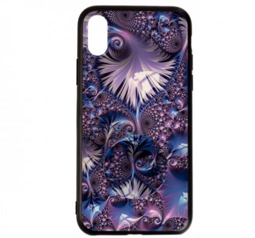 Луксозен силиконов калъф / гръб / TPU с Popsocket за Apple iPhone X / iPhone XS - лилав / абстрактен