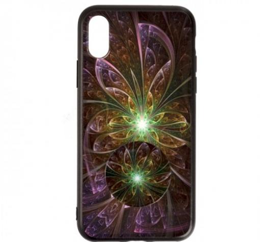 Луксозен силиконов калъф / гръб / TPU с Popsocket за Apple iPhone X / iPhone XS - цвете / абстрактен