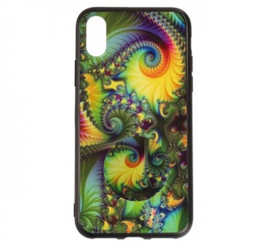 Луксозен силиконов калъф / гръб / TPU с Popsocket за Apple iPhone X / iPhone XS - многоцветен / абстрактен