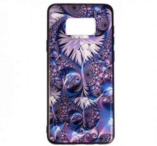 Луксозен силиконов калъф / гръб / TPU с Popsocket за Samsung S8 G950 - лилав / абстрактен