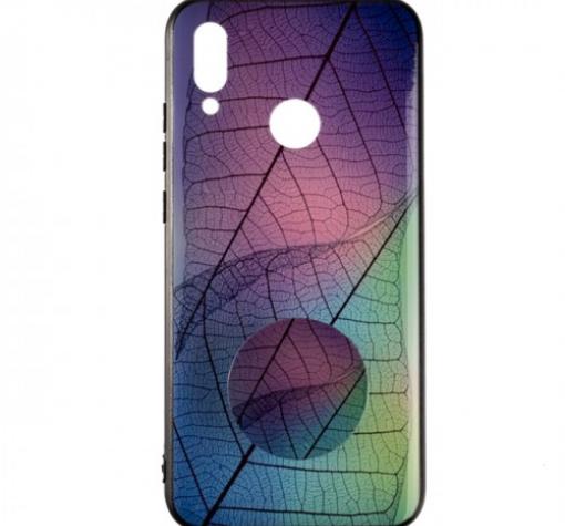 Луксозен силиконов калъф / гръб / TPU с Popsocket за Huawei P Smart 2019 - листа / цветен