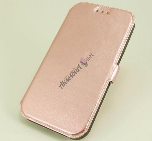 Кожен калъф Flip тефтер със стойка за Huawei P20 - Rose Gold / Flexi
