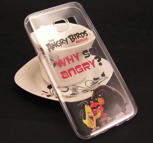 Ултра тънък силиконов калъф / гръб / TPU Ultra Thin за Samsung S7 Edge G935 - прозрачен / Angry Birds / Why so angry