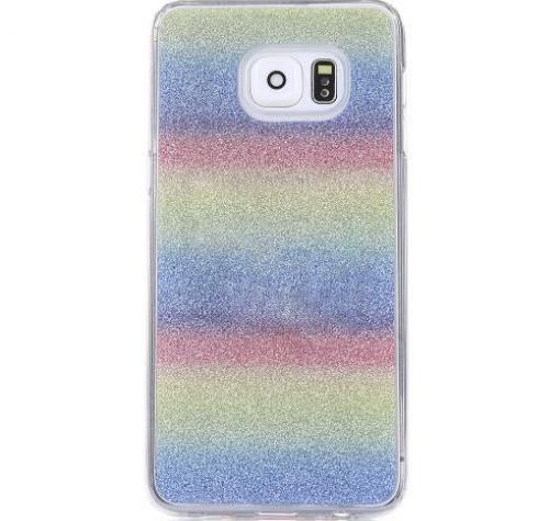 Луксозен силиконов калъф / гръб / TPU 2in1 за Samsung S7 Edge G935 - цикламен / брокат / Art 1
