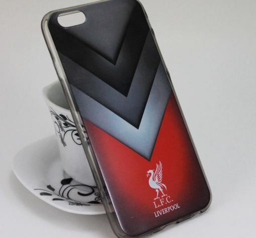 Ултра тънък силиконов калъф / гръб / Ultra Thin TPU за Apple iPhone 6 / iPhone 6S - FC Liverpool / сиво и червено