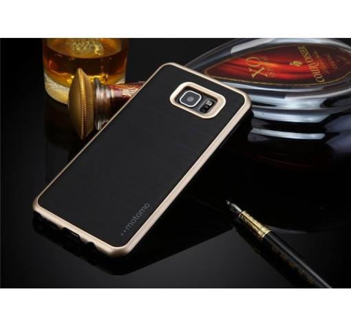 Луксозен силиконов калъф / гръб / TPU ROYCE за Samsung S7 Edge G935 - черен / бронзов кант