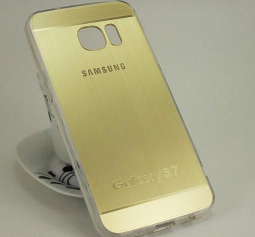 Луксозен силиконов калъф / гръб / TPU за Samsung S7 G930 - златист / хром