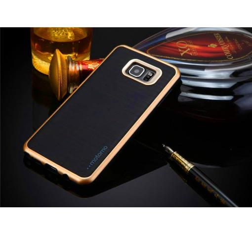 Луксозен силиконов калъф / гръб / TPU ROYCE за Samsung S7 Edge G935 - черен / златист кант