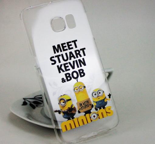 Твърд гръб за Samsung S6 Edge G925 - прозрачен / Minions / Meet Stuart, Kevin & Bob