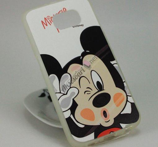 Силиконов калъф / гръб / TPU за Samsung S6 Edge G925 - бял / Mickey Mouse