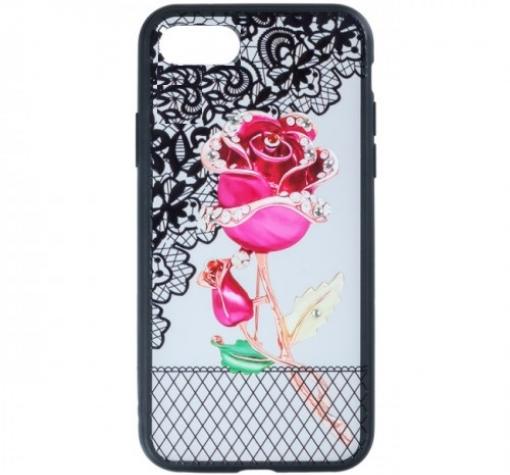 Силиконов калъф / гръб / TPU за Apple iPhone 6 / iPhone 6S - цикламена роза