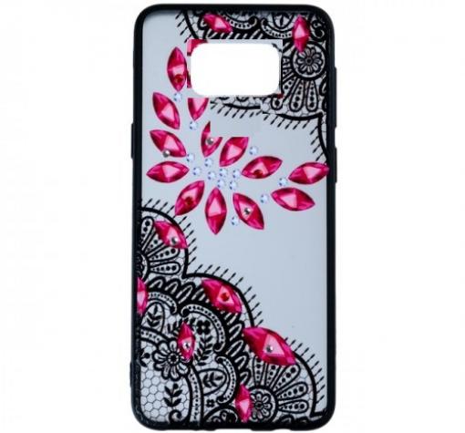 Силиконов калъф / гръб / TPU за Samsung S8 G950 - червени камъни