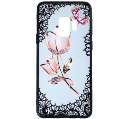 Силиконов калъф / гръб / TPU за Samsung S9 G960 - роза / пеперуда