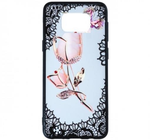 Силиконов калъф / гръб / TPU за Samsung S8 Plus G955 - роза / пеперуда