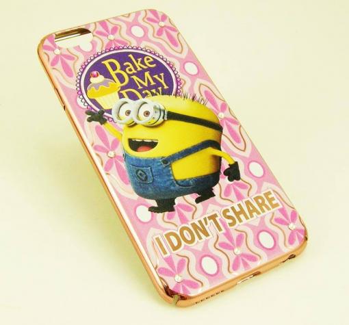 Оригинален твърд гръб с камъни за Apple iPhone 6 / iPhone 6S - I Don't Share / Minion