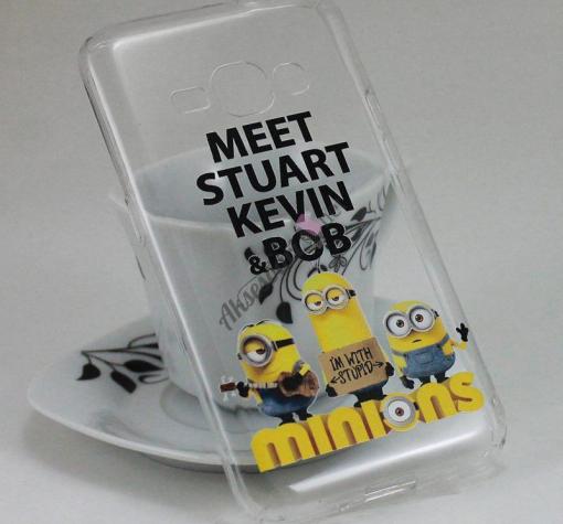 Твърд гръб за Samsung J5 J500 - прозрачен / Minions / Meet Stuart Kevin & Bob