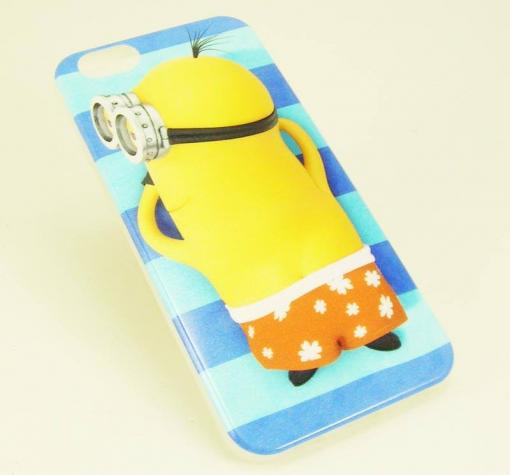 Оригинален силиконов калъф / гръб / TPU за Apple iPhone 6 / iPhone 6S - синьо райе / Minion