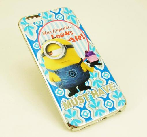 Оригинален твърд гръб с камъни за Apple iPhone 6 / iPhone 6S - Must Have / Minion