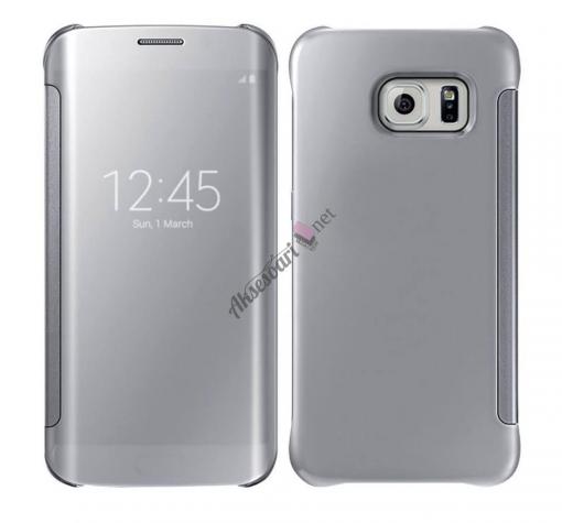 Луксозен калъф Clear View Cover с твърд гръб за Samsung S7 G930 - сребрист