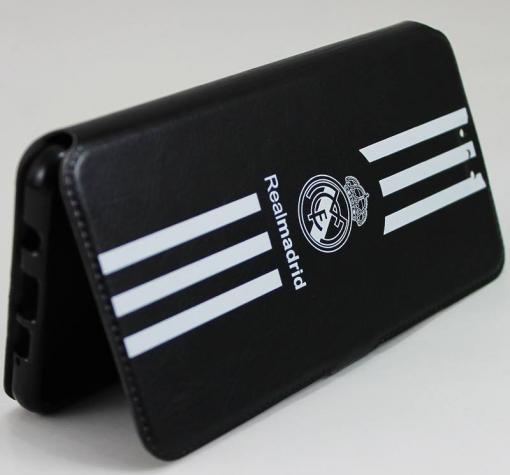Кожен калъф Flip тефтер Flexi със стойка за Samsung A5 2016 A510 - Real Madrid / Adidas / черен с бяло
