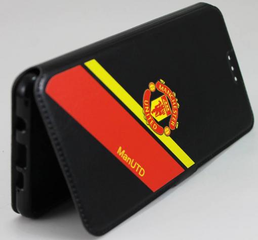 Кожен калъф Flip тефтер Flexi със стойка за Samsung A3 2016 A310 - Manchester United / Adidas / черен