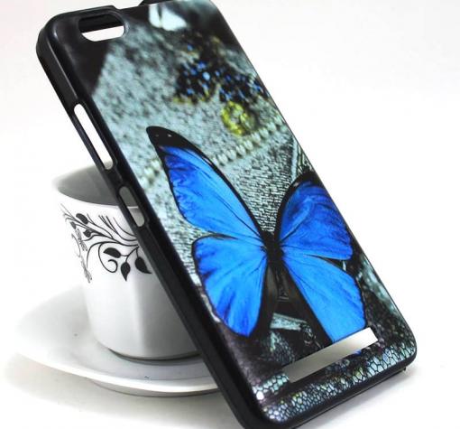 Силиконов калъф / гръб / TPU за Huawei P Smart - сив / синя пеперуда