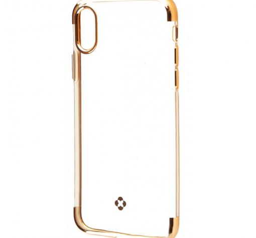 Луксозен силиконов калъф / гръб / TPU TOTU Design Soft Jane Series за Apple iPhone X - прозрачен / златист кант