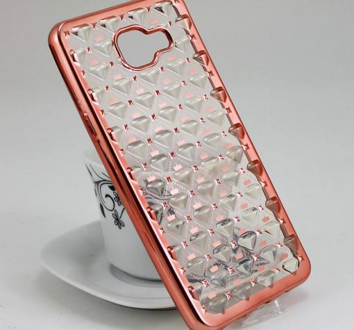 Силиконов калъф / гръб / TPU 3D за Samsung A3 2016 A310 - прозрачен / звездички и коронки / Rose Gold кант