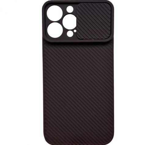 Удароустойчив силиконов калъф / гръб / TPU Slide Camera Lens за Apple iPhone 13 Pro Max 6.7" - черен