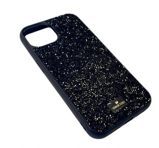 Луксозен твърд гръб / кейс / Swarovski за Apple iPhone 13 Pro 6.1'' - черен / камъни